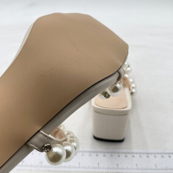 XYD White Square Open Toe Pearls Dual Straps Slides Sandals Slip On Mules Shoes - Picture 6 of 8